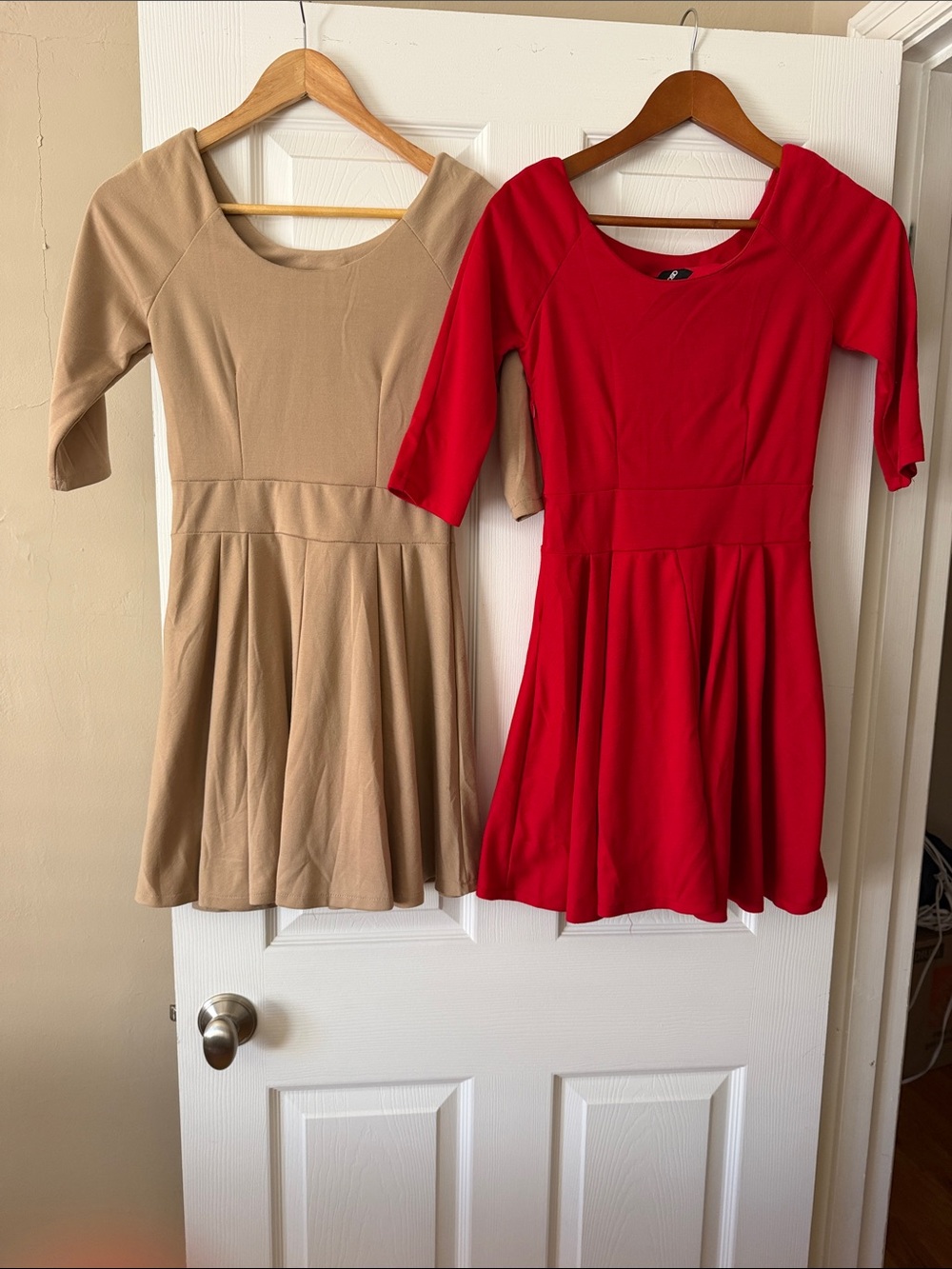 ASOS Red and Beige Fit-and-Flare Midi Dress Duo , great condition. 2for $30